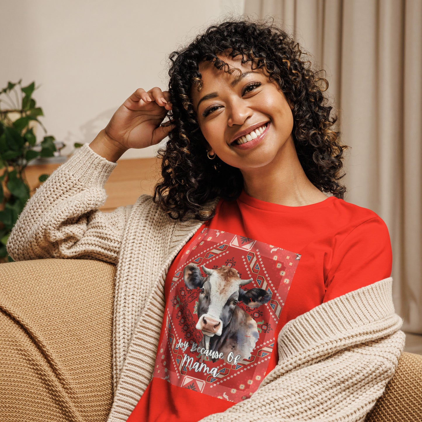 Farmhouse – Black and White, Mama Cow, Cotton T-Shirt