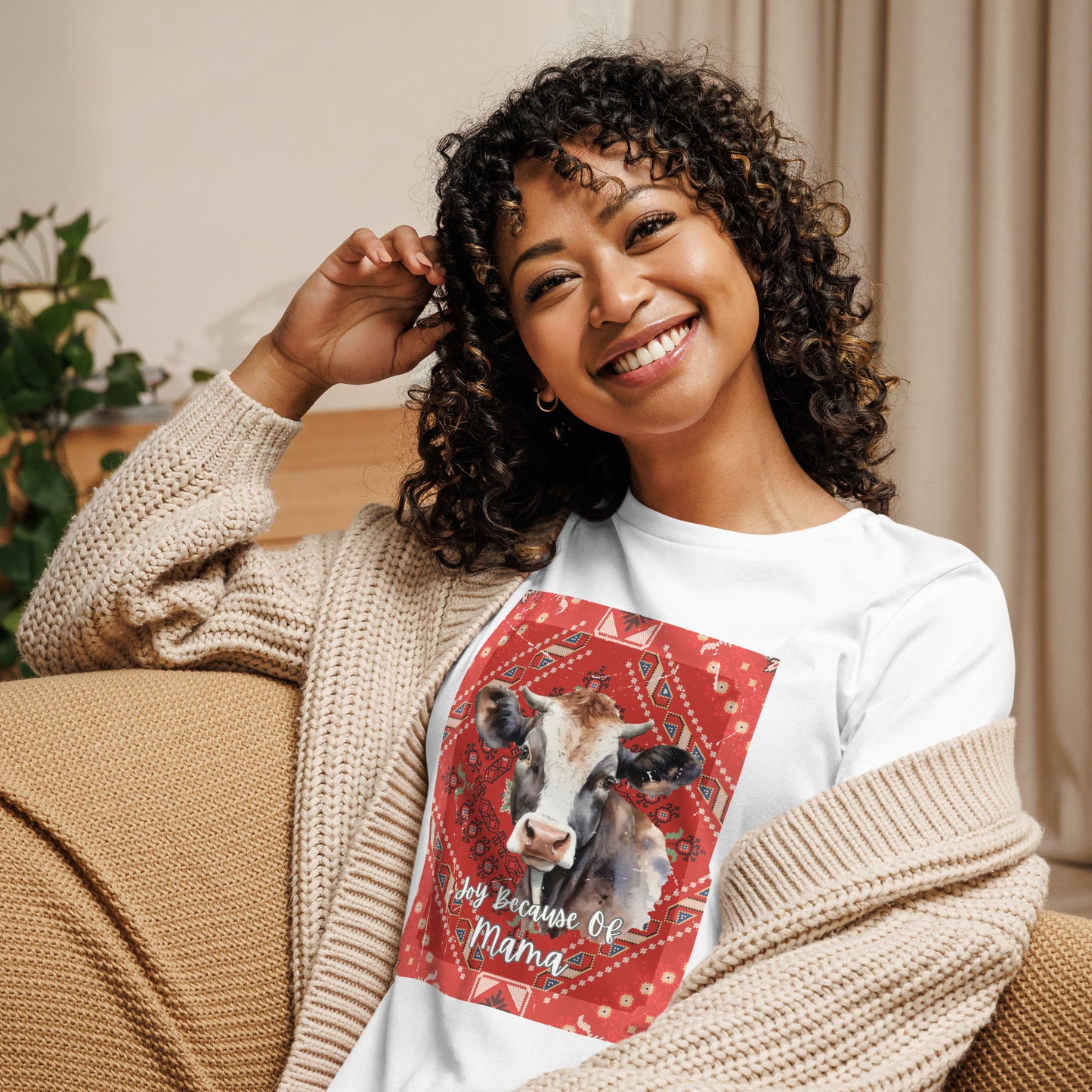 Farmhouse – Black and White, Mama Cow, Cotton T-Shirt