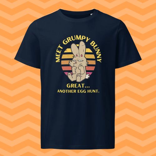 Custom Design Funny T-Shirt – Organic Cotton Bunny Shirt, Meet Grumpy Bunny