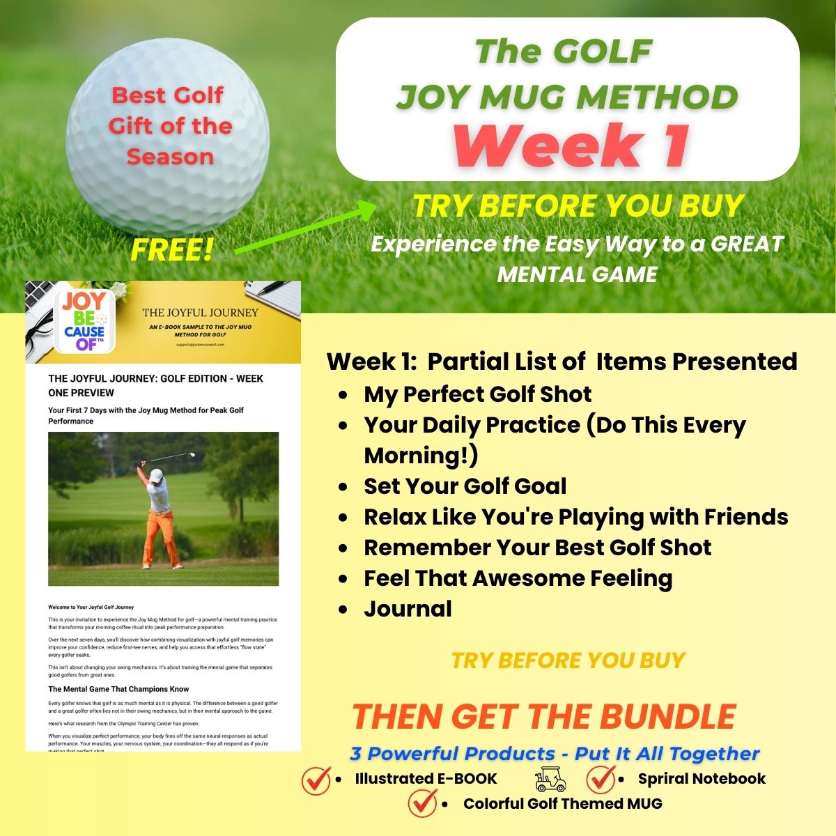 WEEK 1 - GOLF EDITION: Joyful Journey JOY MUG Method E-Book