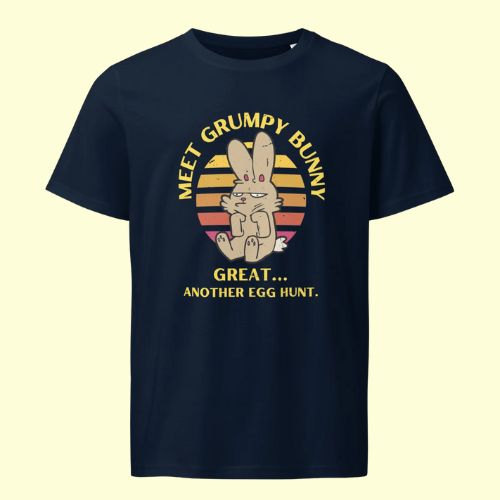 Custom Design Funny T-Shirt – Organic Cotton Bunny Shirt, Meet Grumpy Bunny
