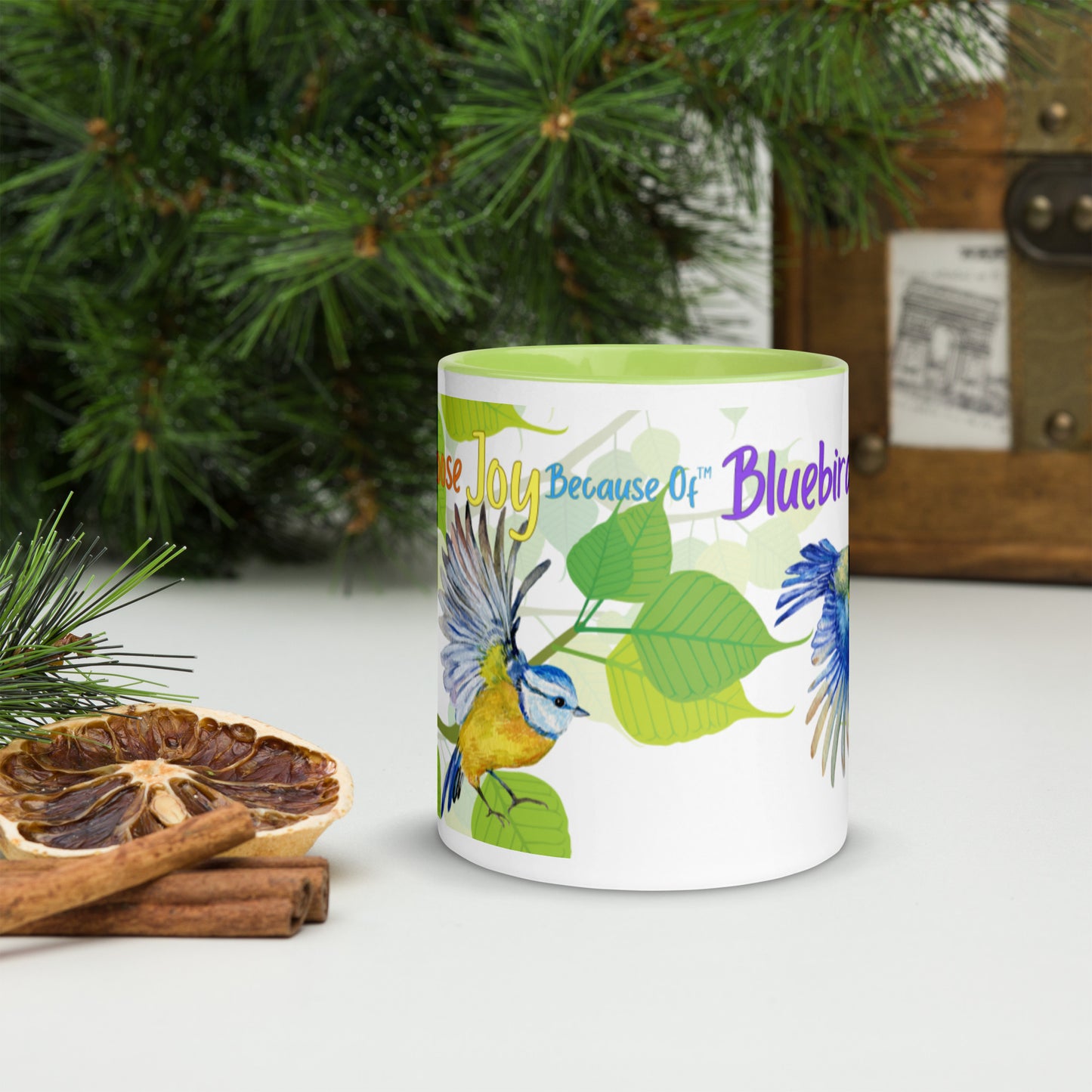 Small Birds Design #3 - Bluebirds & Joy, Novelty Coffee Mugs