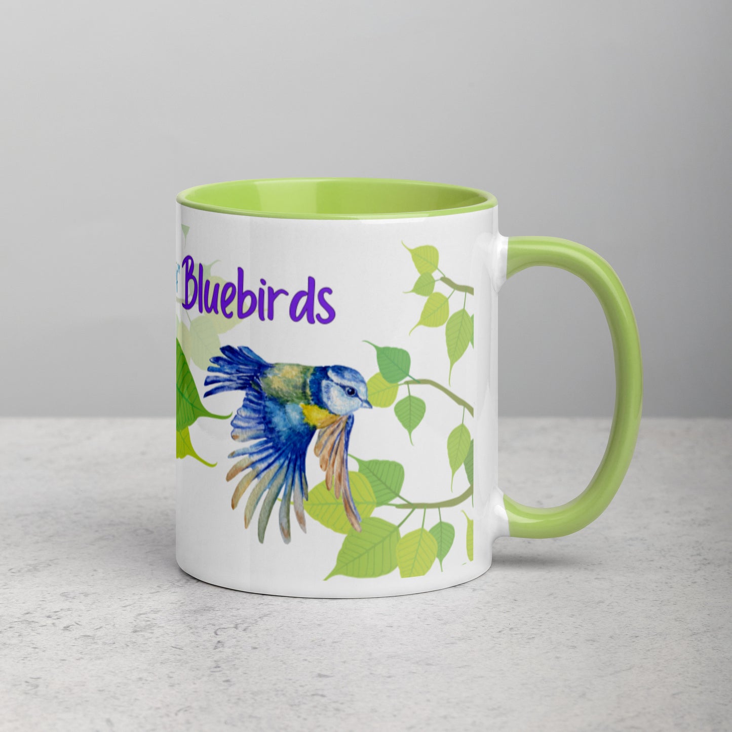 Small Birds Design #3 - Bluebirds & Joy, Novelty Coffee Mugs