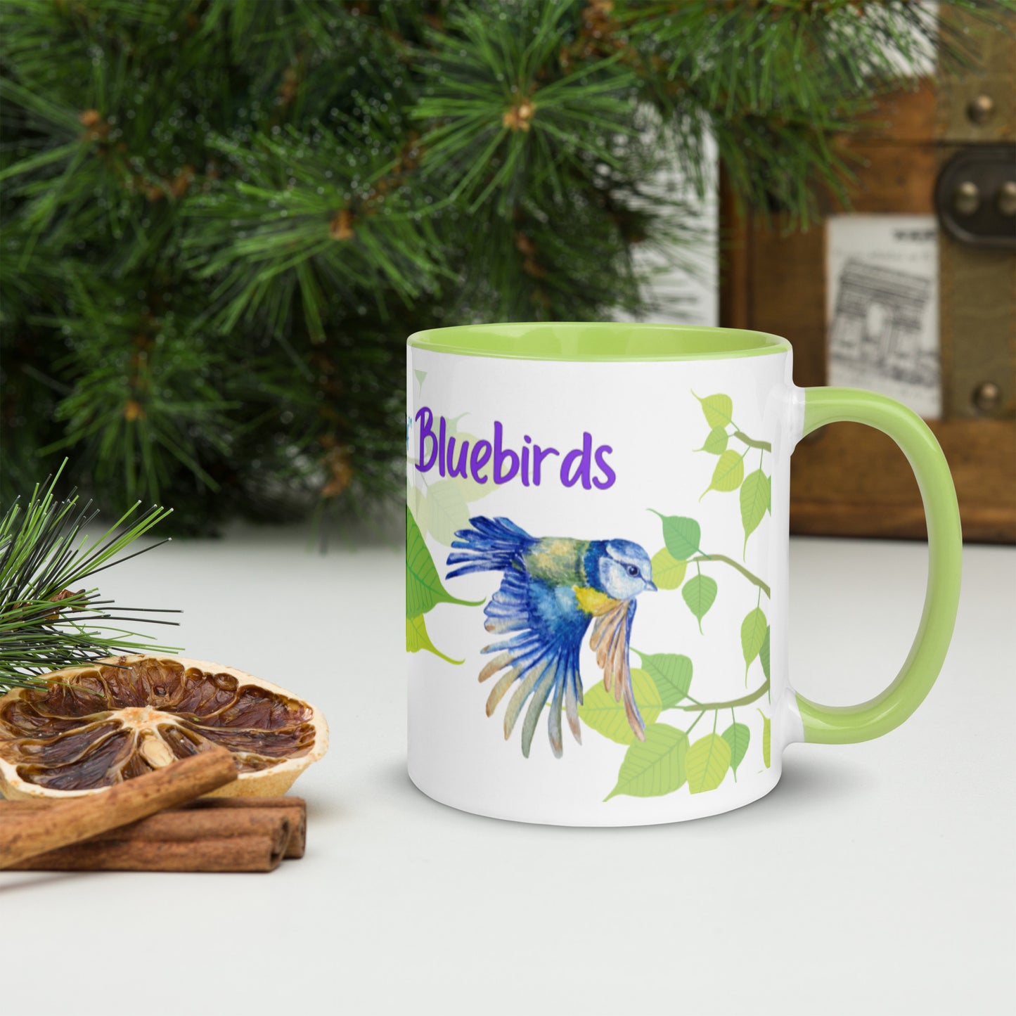 Small Birds Design #3 - Bluebirds & Joy, Novelty Coffee Mugs