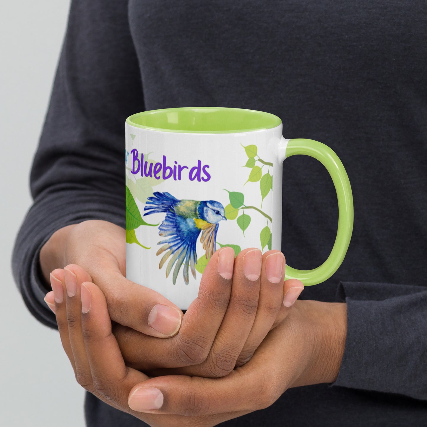 Small Birds Design #3 - Bluebirds & Joy, Novelty Coffee Mugs