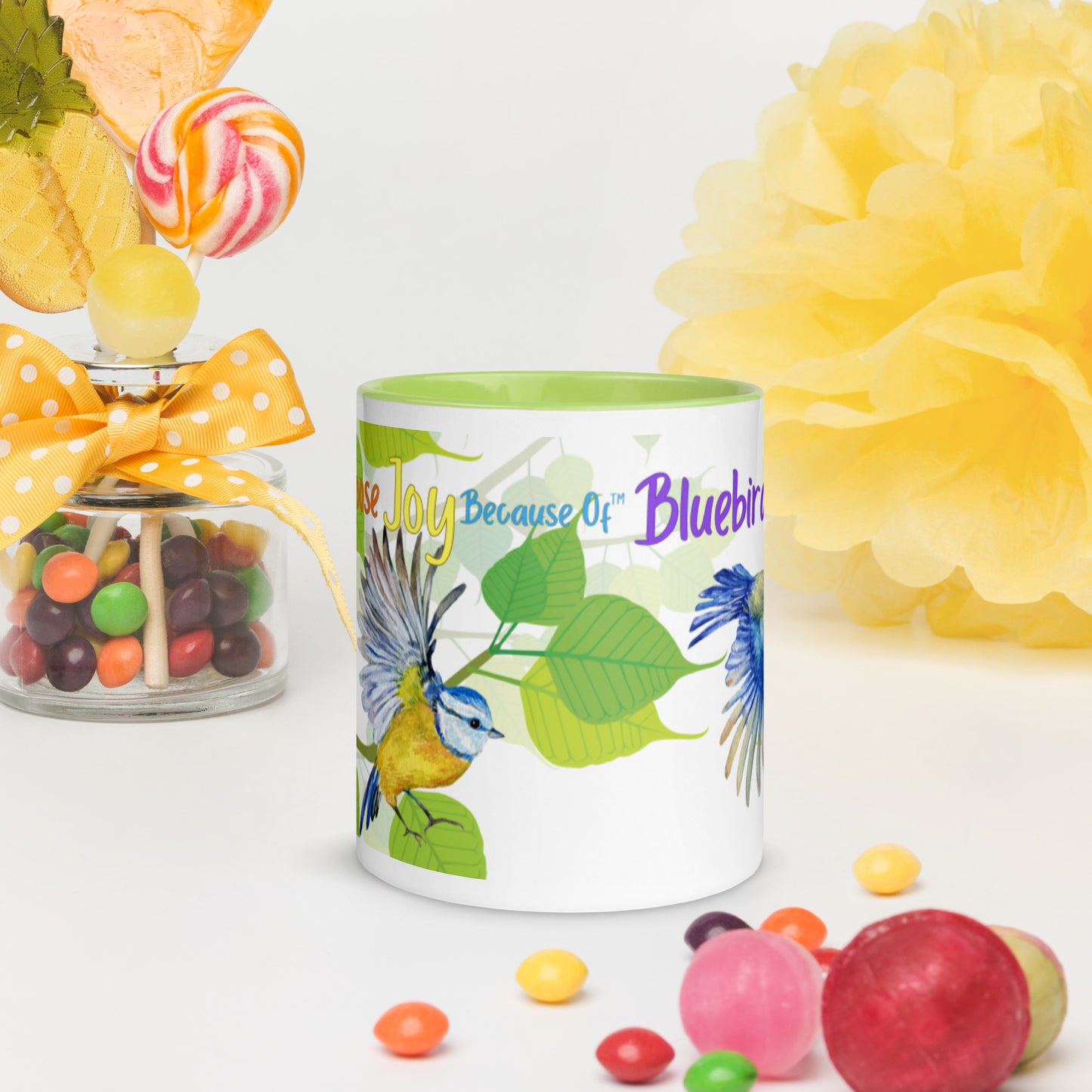 Small Birds Design #3 - Bluebirds & Joy, Novelty Coffee Mugs